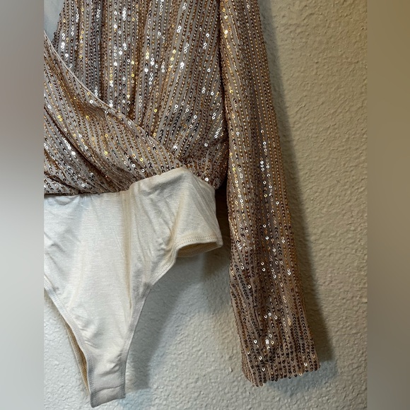 Lulus Gold Sequin Bodysuit - Picture 3 of 4